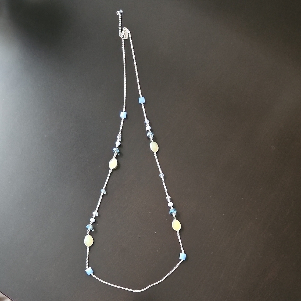 The Limited Periwinkle and Lime-green Crystal Silver-tone Necklace